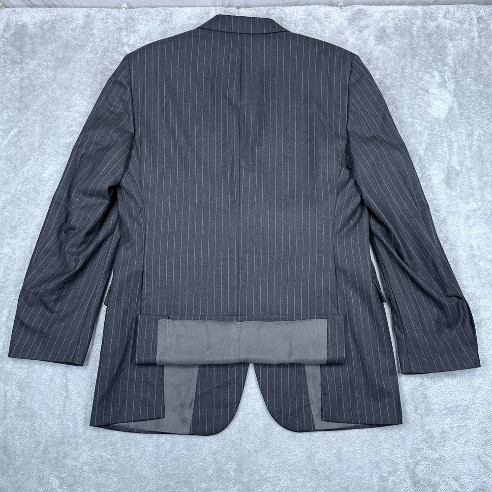 Hickey Freeman Loro Piana Tasmanian 150s Wool Suit 42L Blazer 36x32 Pants Stripe